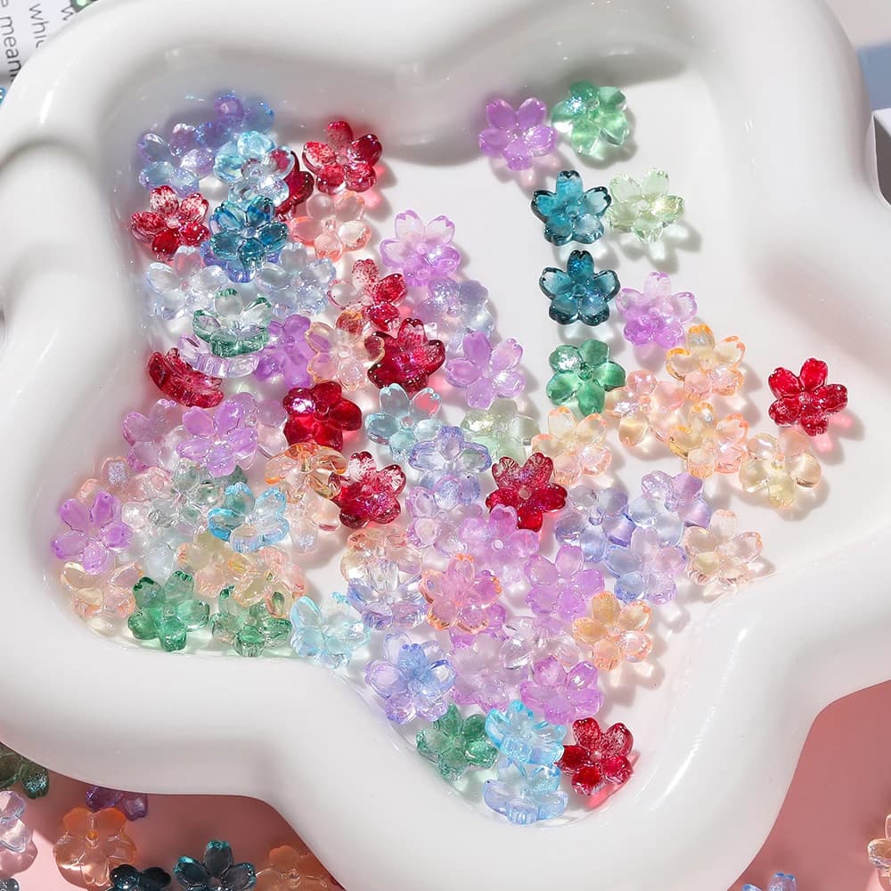 20 pezzi di vetro trasparente fiori colorati a forma di tappi di perline perline distanziatrici per braccialetti fai da te collane forniture per la creazione di gioielli