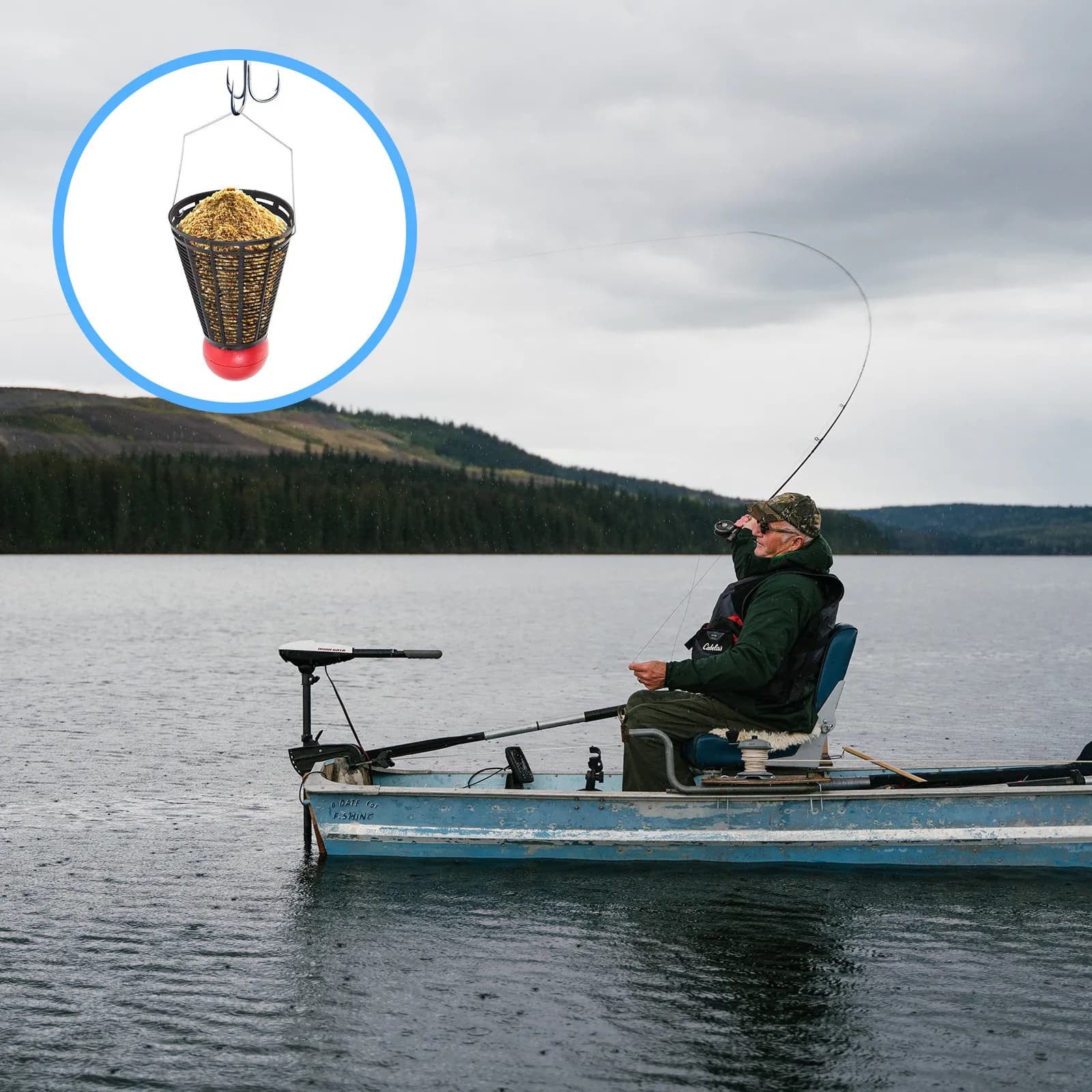 Set di 3 Gabbie per Esche da Pesca Durevoli a Forma di Badminton, Accessori per Pesca, Gabbia in Plastica per Esche