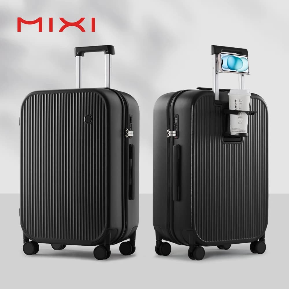 Mixi Nuovo Design Valigia Bagaglio a mano con porta telefono a tazza Guscio rigido Bagaglio a rotelle PC Spinner Wheels Trolley Case