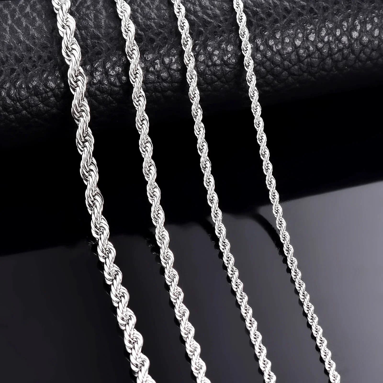1 piece 925 sterling silver Width 2mm/3mm/4mm Rope Chain Necklace/Bracelet For Men Women Man Fashion Chain Necklace