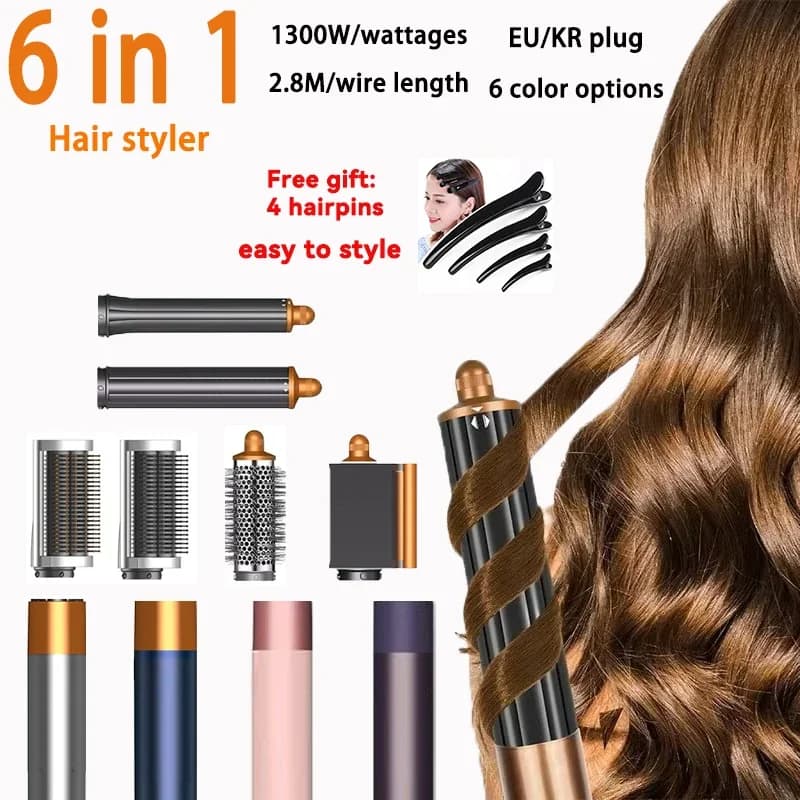 Styler per Capelli 6-in-1 SenCiciMen, Ferro Arricciacapelli, Spazzola ad Aria Calda, Asciugacapelli Professionale per Capelli Ricci