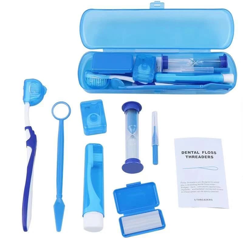 Orthodontic Oral Cleaning Laptop Kit, Foldable Brush, Interdental Brush, Interdental Wire, Orthodontic Care Tools