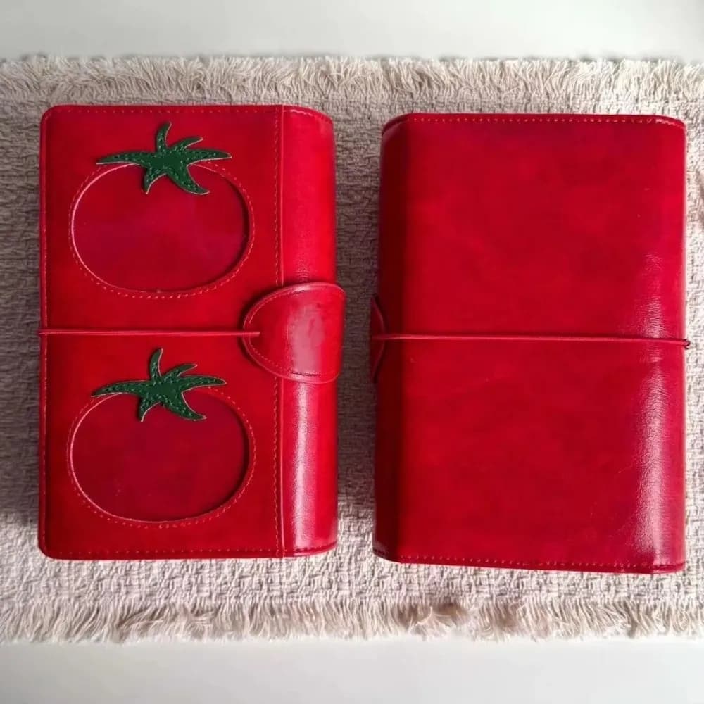 A6 Loose-leaf Notebook Three-Fold Ring Binding PU Binder Red Tomato Color Diary Agenda Planner Stationery Cover