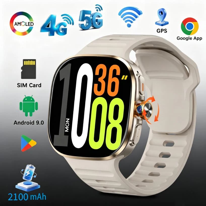 2026 New M99 5G Smartwatch 2.4" AMOLED Screen Rotating Camera SIM & WiFi Support for Standalone Calls GPS Android IOS Smartwatch