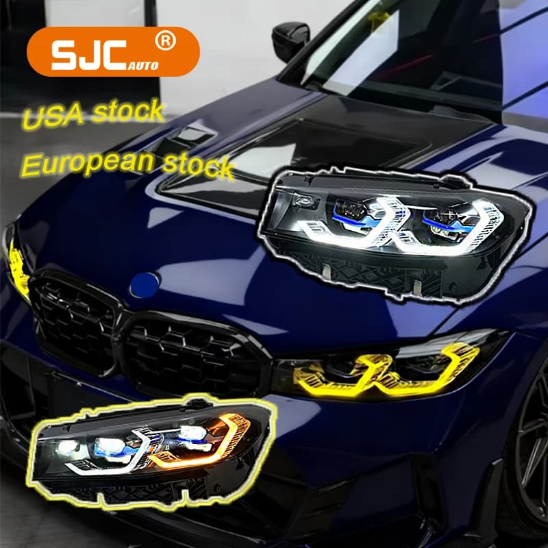 Faro a LED bicolore SJC stile 2023-2025 per BMW Serie 3 G20 G28 G80 M3 LCI, DRL giallo e bianco, Plug and Play
