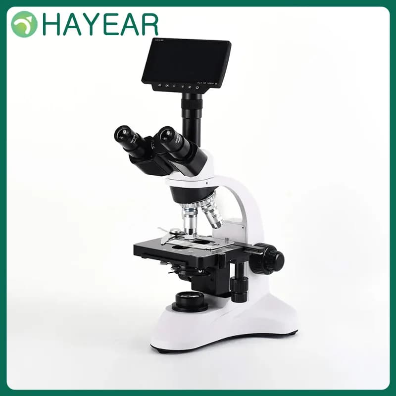 HAYEAR Microscopio stereo trinoculare biologico 1600X Schermo da 5" Fotocamera per microscopio da 16 MP per biologia e riparazione PCB