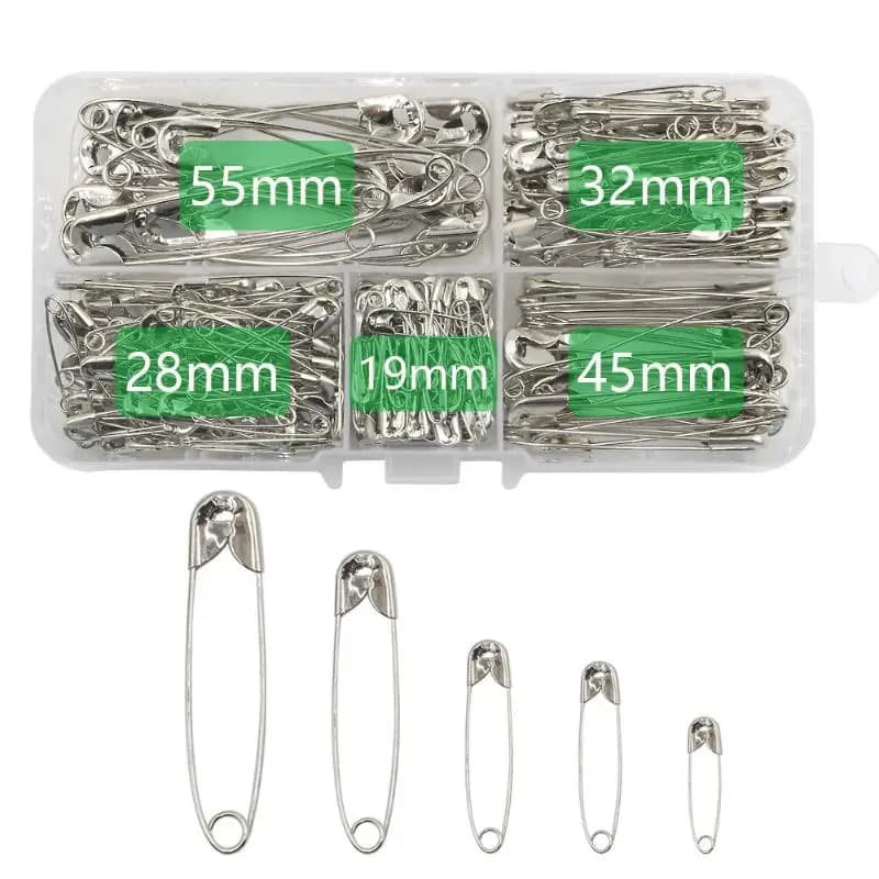 260PCS/set Silver Safety Pins Set Multi Sizes Sharp DIY Sewing Kit For Clothing Repair Craft Projects Emergency Fix Accessories