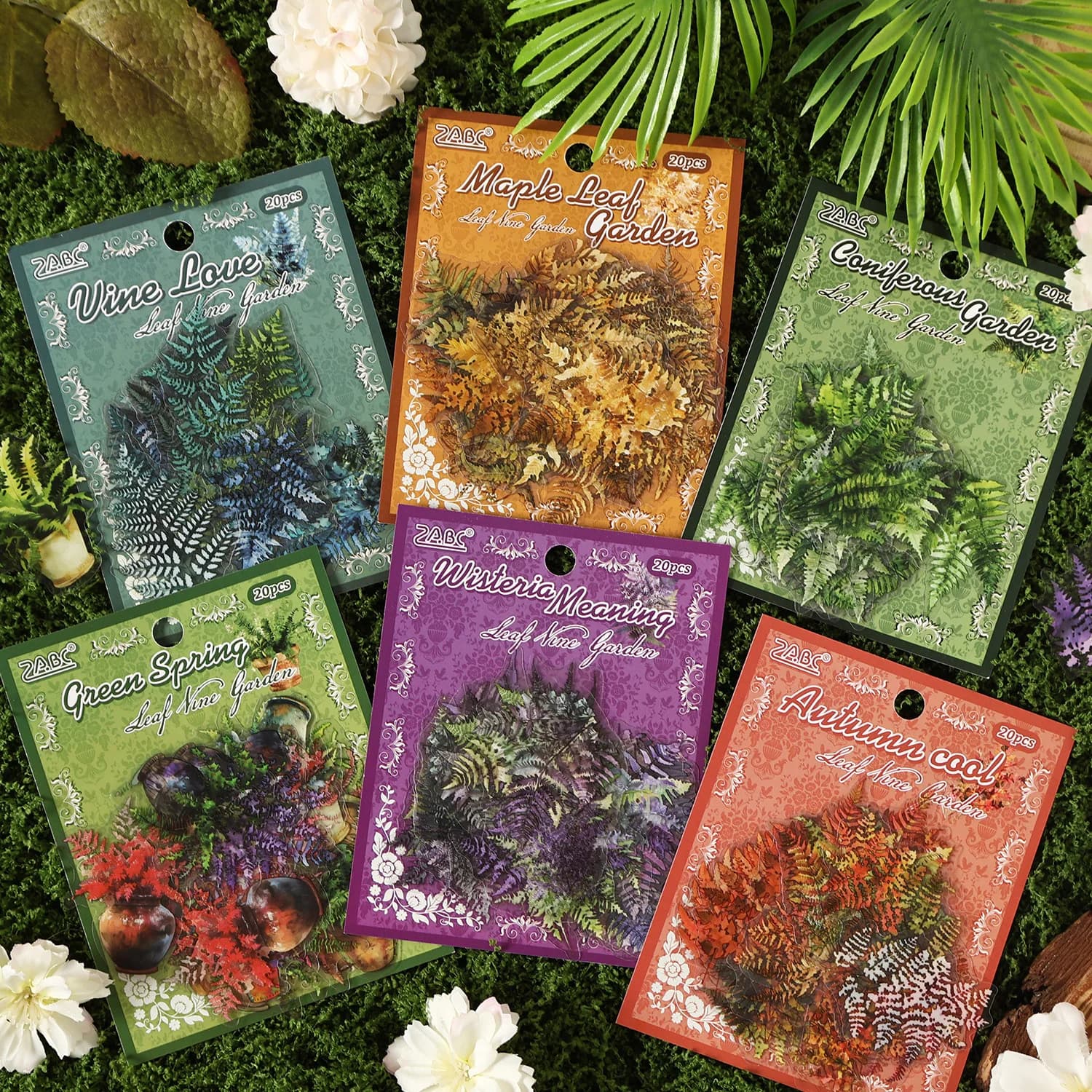 20 pcs Leaf Theme Sticker Pack, Botanical Journal Decorations, Creative Scrapbooking Supplies