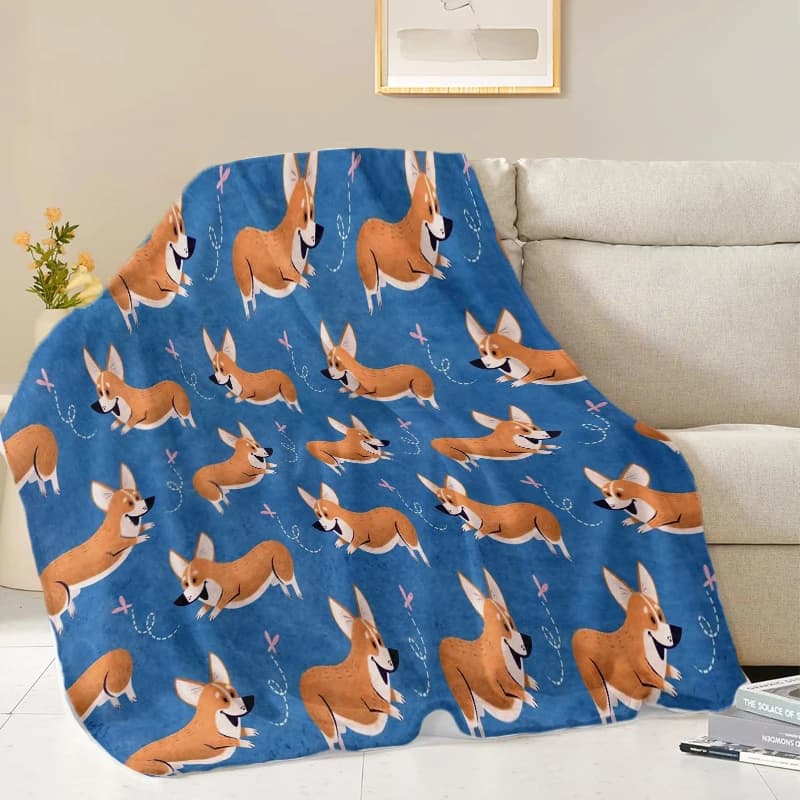 75x100 cm Stampa Corgi Coperta Per Adulti Cane Sveglio Coperte Divano Letto Per Bambini Morbido Peluche Coperta di Flanella Regalo Dei Bambini