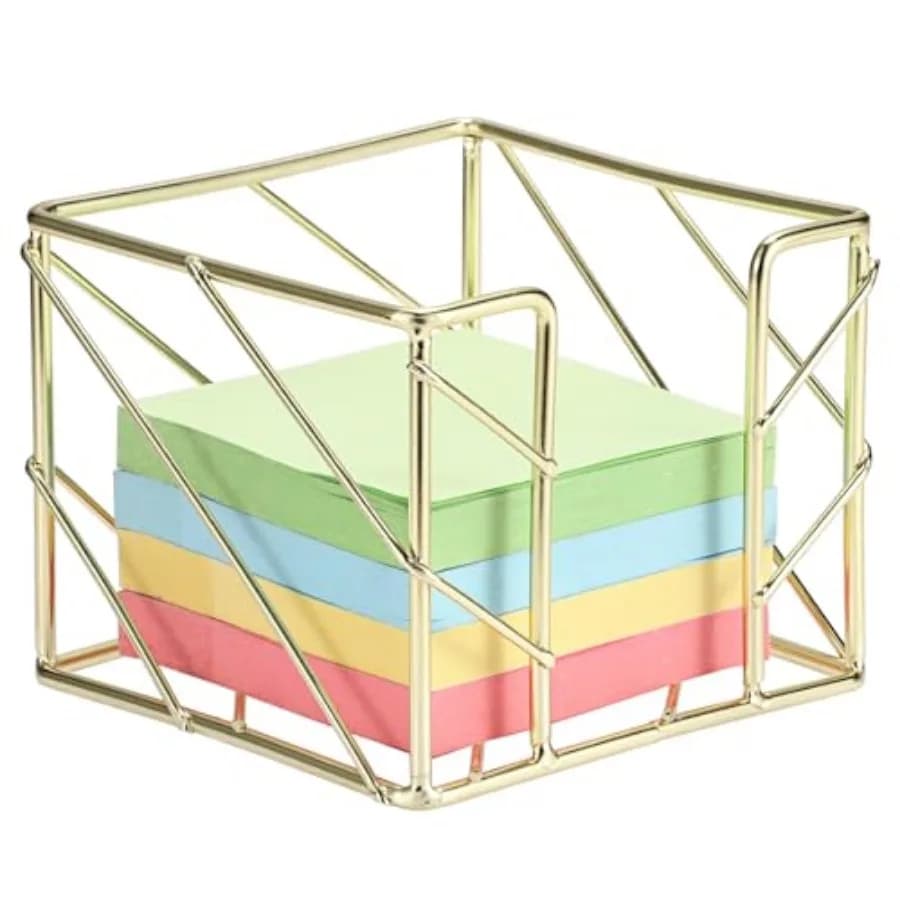 Portablocco Adesivo in Metallo 3x3 Pollici, Dispenser per Post-it, Moderno Porta Memo Cube, Organizzatore da Scrivania per Ufficio e Casa, Robusto in Ferro