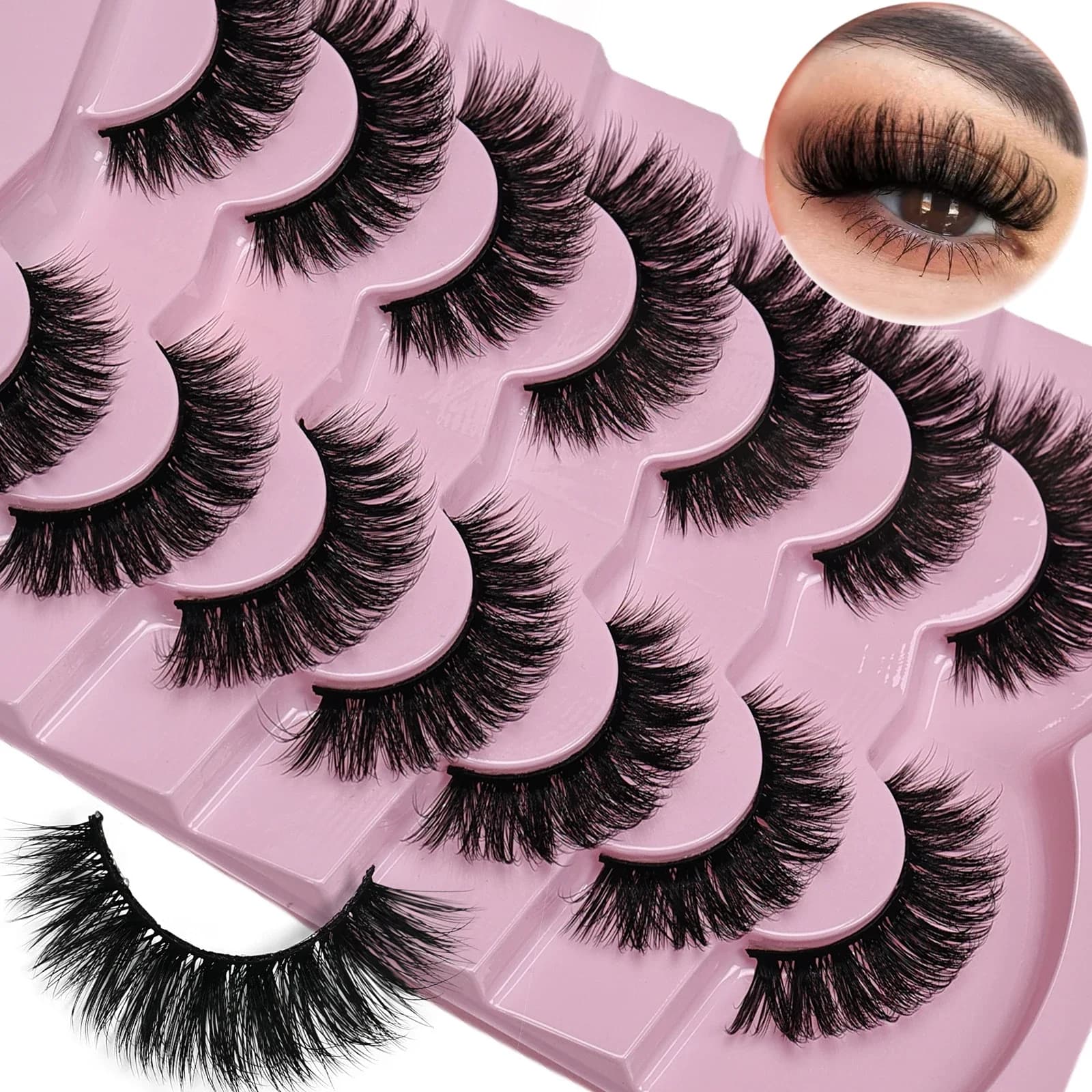 7 paia di ciglia Cat Eye Volume ciglia finte e soffici D Curl Strip occhi spessi sembrano Extension 6D ciglia sottili