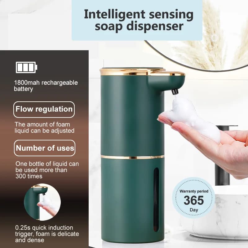 USB Charging ABS Smart Foam Dispenser, Automatic Hand Soap for Bathroom Kitchen Hotel Car