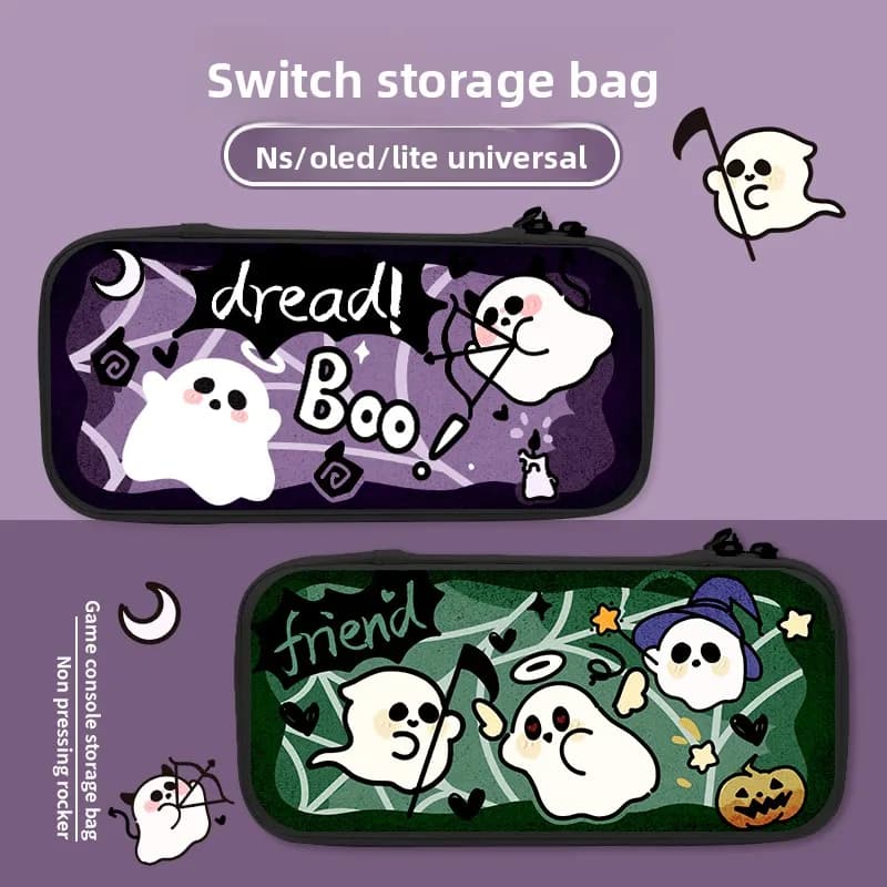 Cartoon Ghost Game Console Storage Bag, Anti-pressure Hard Case for Switch 2/OLED/Switch, Travel Pouch for Game Accessories