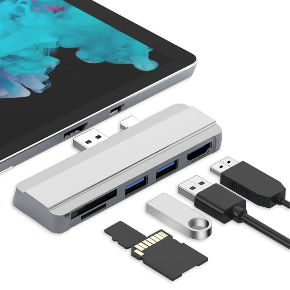 Docking Station USB 5 in 1 con HDMI 4K, 5 Porte USB 3.0, Lettore di Schede di Memoria, Convertitore, Accessori per Computer