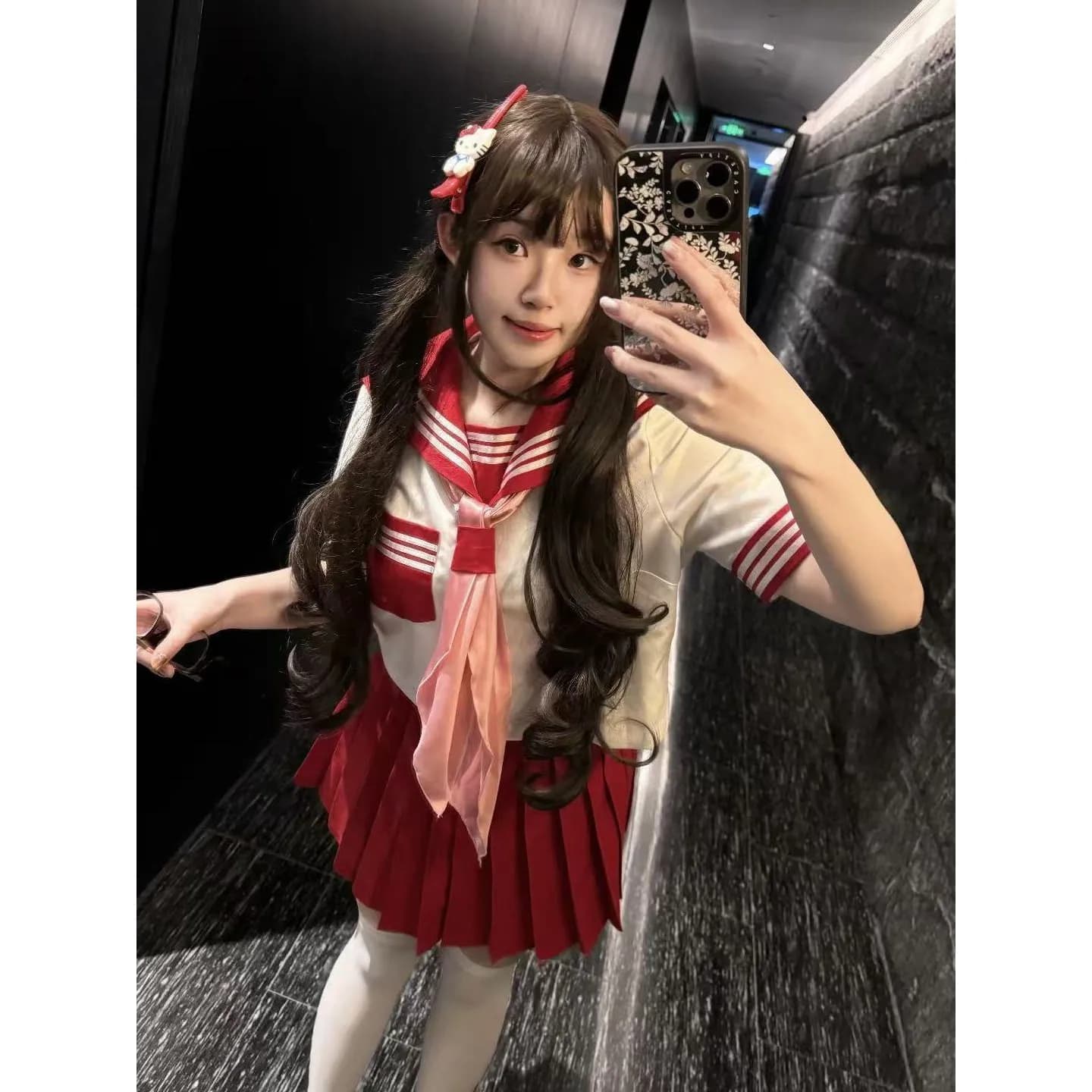 plus Size JK Uniform Shirt And Short Skirt Set Red Three Books Short Sleeve Top Versatile Student Uniform Casual Style Four S...