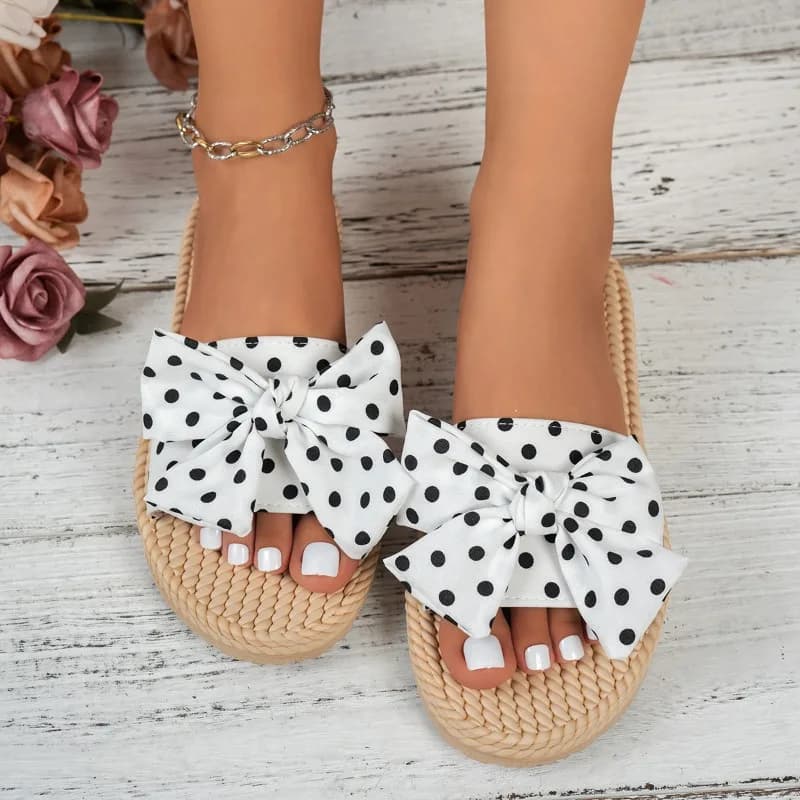 Bow Flip Slippers Summer New Plus Size Lightweight Non-Slip Flat Sandals