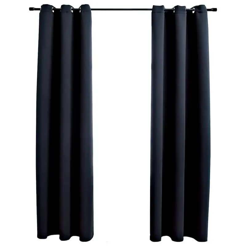 Tende oscuranti con anelli 2 pz Nere 94x160 cm in tessuto