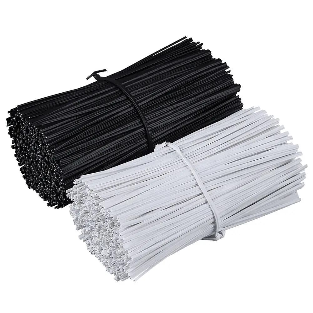 1000 pz Nero Bianco Rivestito di Plastica Filo di Ferro Riutilizzabile Twist Fascette Avvolgicavo Organizzatore Fascette Elementi di Fissaggio 6/7/8/10/11 cm