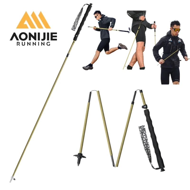 2 pieces AONIJIE E4220 Foldable Trekking Sticks with Fast Closure, 105cm 110CM 115cm 120cm 125cm, Carbon Fiber