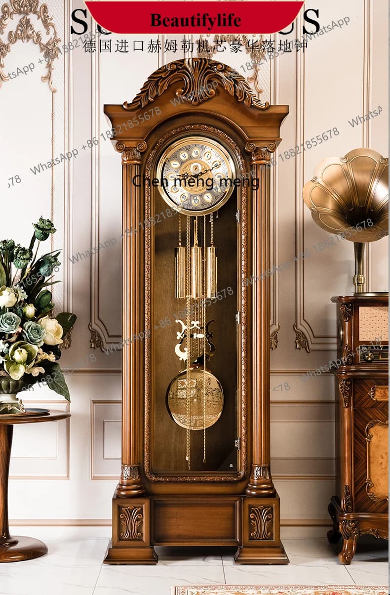 Orologio da terra d178 per soggiorno, stile americano di lusso, orologio verticale da tavolo, orologio a pendolo europeo in stile antico