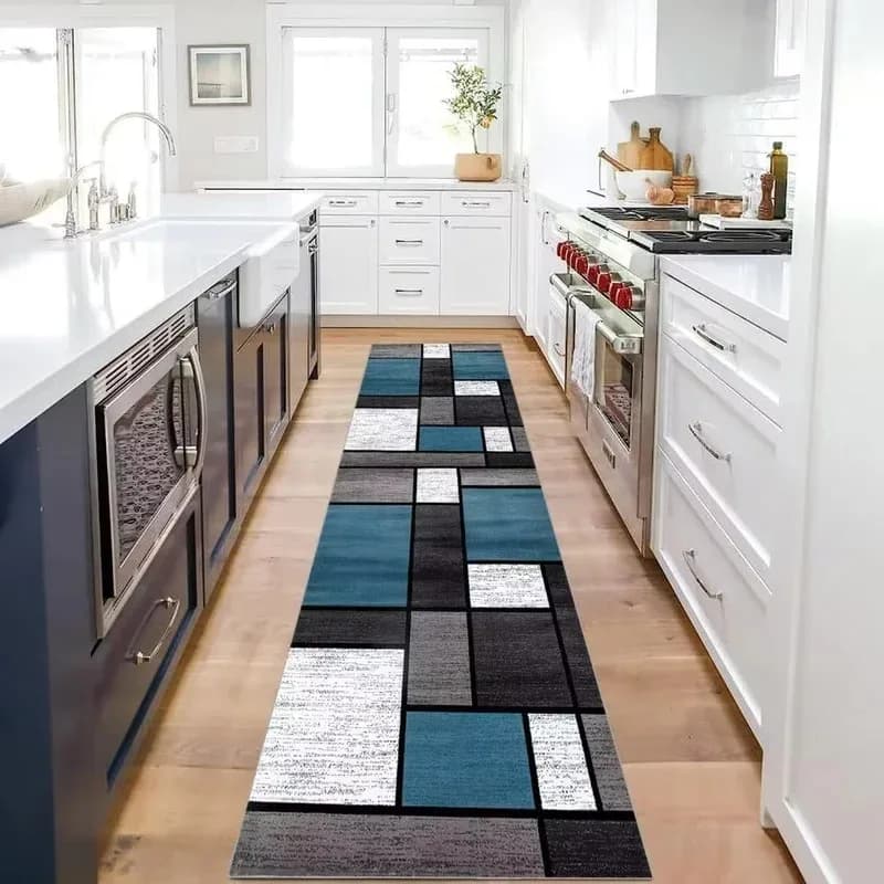 VIKAMA Modern Geometric Carpet Anti-Slip for Entrance, Corridor and Kitchen, Home Decoration