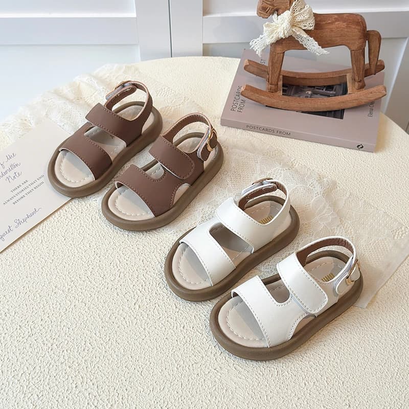 Sandali per Bambini 1-18 Anni Beige Punta Aperta Scarpe per Bambini e Bambine Marrone Suola Morbida Antiscivolo Sandali da Spiaggia per Neonati