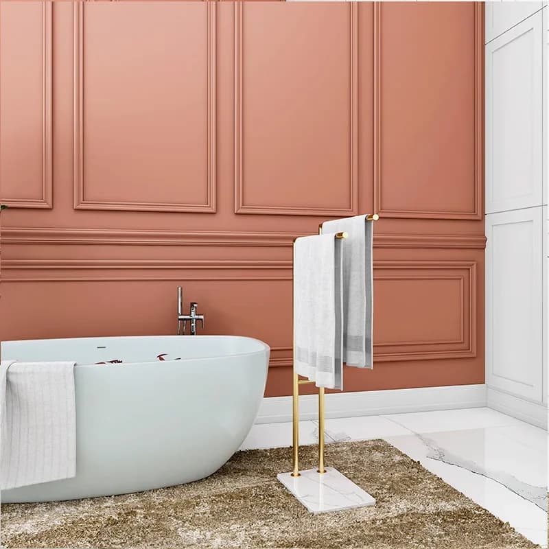 Portasciugamani dorato premium Portasciugamani da bagno a doppia barra Portasciugamani da pavimento in marmo senza punzonatura
