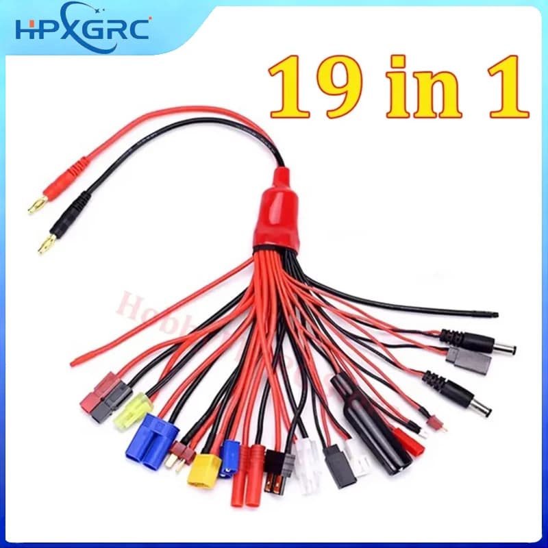 Cavo di Ricarica Multifunzione 19IN1 con Adattatori XT60 EC3 EC5 HXT TAMIYAS Compatibile con Caricabatterie IMAX B6 B6AC