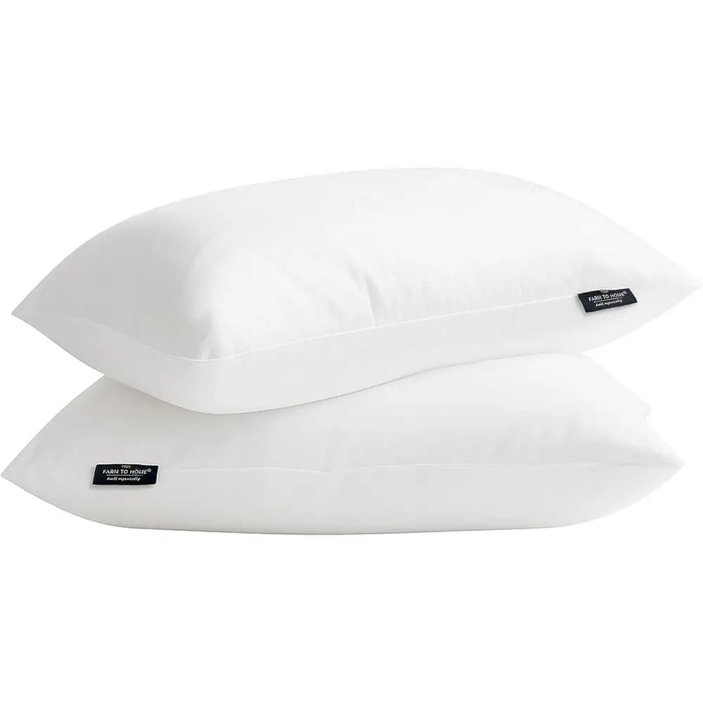 Set di Cuscini King Size in Cotone Biologico, Confezione da 2, Alternativa alla Piuma, Ipoallergenico, Lavabile in Lavatrice, 20x36, Bianco