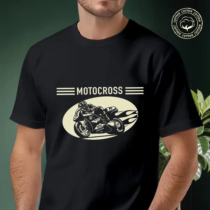 2026 Shirt Cotton Casual T-shirts Motorcross Retro Graphic Mens Summer Moto Cycling Sportswear Top Tee