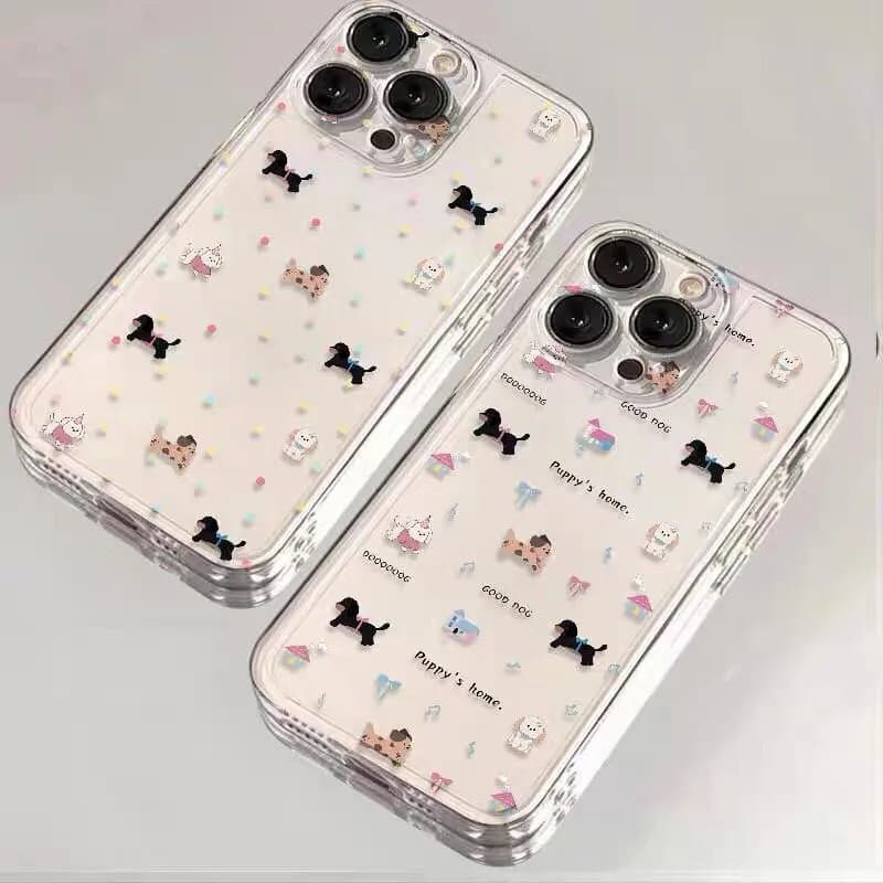 Custodia Protettiva Trasparente in TPU con Bordo Rinforzato a Tema Cane Bassotto Cartone Animato per iPhone 15 Pro Max 14 11 12 13 Mini XR XS 7 8 6 6S Plus SE 2020 2022