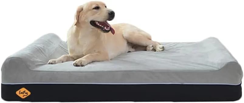 Letto Ortopedico Extra Large per Cani in Memory Foam con Rivestimento Impermeabile e Copertura Lavabile, 50x36x10 Pollici, Grigio Ardesia