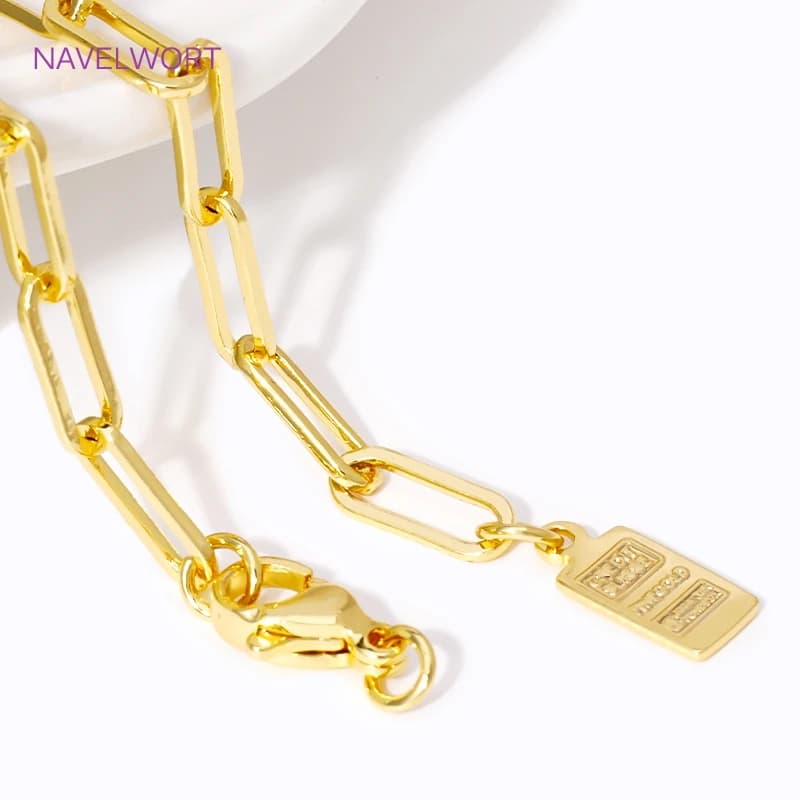 Catena di estensione placcata oro 18 carati da 75 mm con connettore a moschettone, catene di estensione coda in ottone, per accessori per la creazione di gioielli fai-da-te