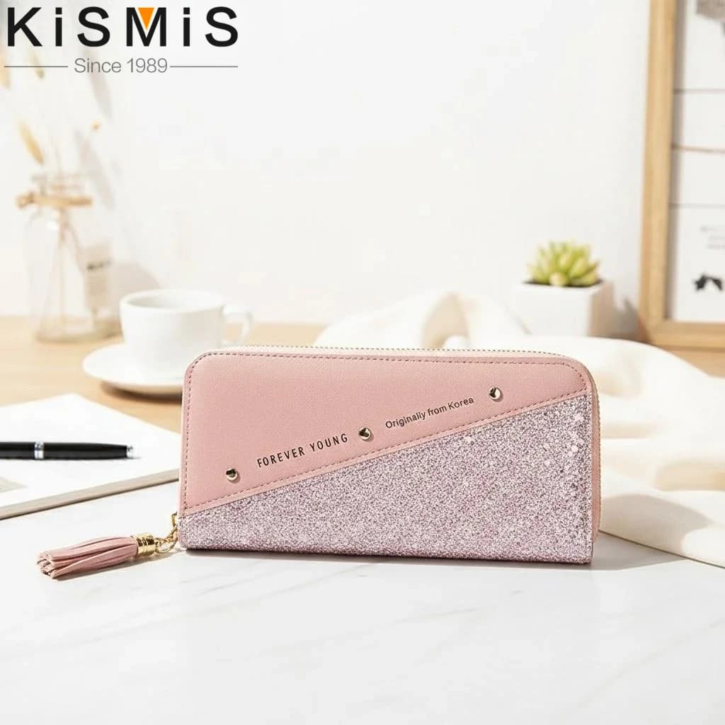 Portafoglio Lungo in Pelle PU per Donne, Portamonete con Paillettes e Glitter, Scomparti per Carte, Regalo Elegante, Vendita all'Ingrosso