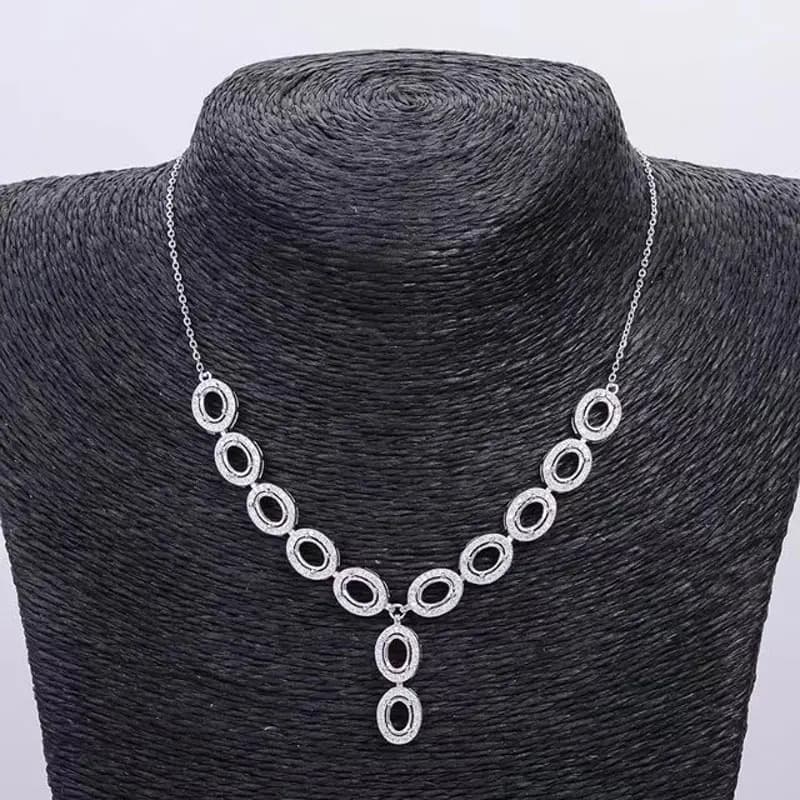 Sterling Silver Classic Pendant 4mm*6mm and 5mm*7mm Oval Semi-assembly Pendant with precious stones with 18K gold plating
