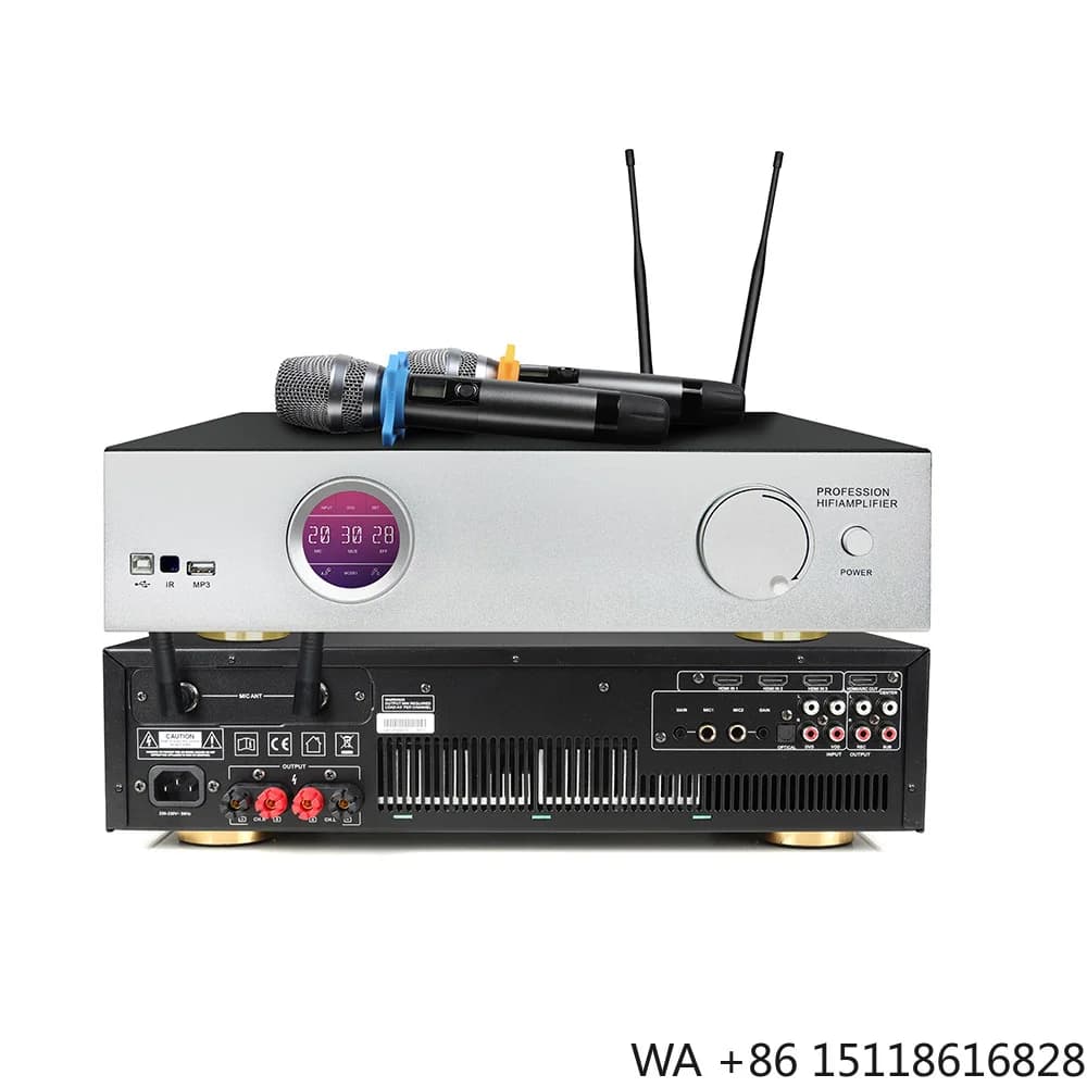 750W 3-in-1 Karaoke Machine with Wireless Microphones, Mixer and Amplifier for Home KTV Party and Professional Singing