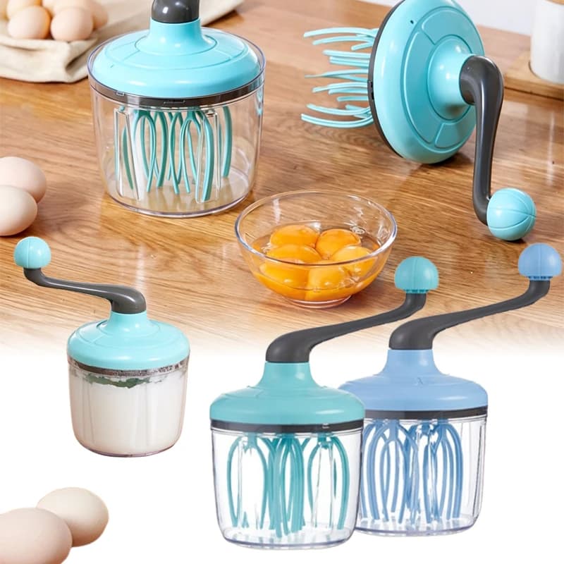 Frusta Manuale Multifunzione con Manovella, Sbattitore Semiautomatico per Albume, Crema e Impasti, Mixer per Uova, Utensile da Cucina