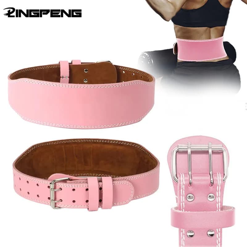 Cintura per sollevamento pesi fitness in pelle per donna con supporto lombare imbottito per esercizi di sollevamento pesi e squat