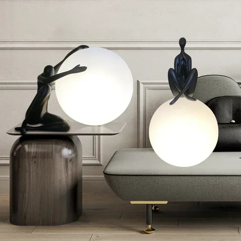 Lamp from Terra Artistica Nordica, Sculpture Human Creative with Sphere, Vertical Light for Living Room and Bedroom, Decorative Desk Lamp