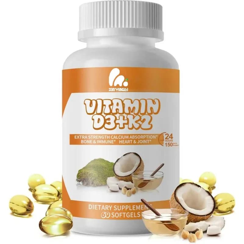 Vitamin K2 D3 supplement containing coconut MCT oil | 60 capsules of vegan soft capsules | Bone health, immune support