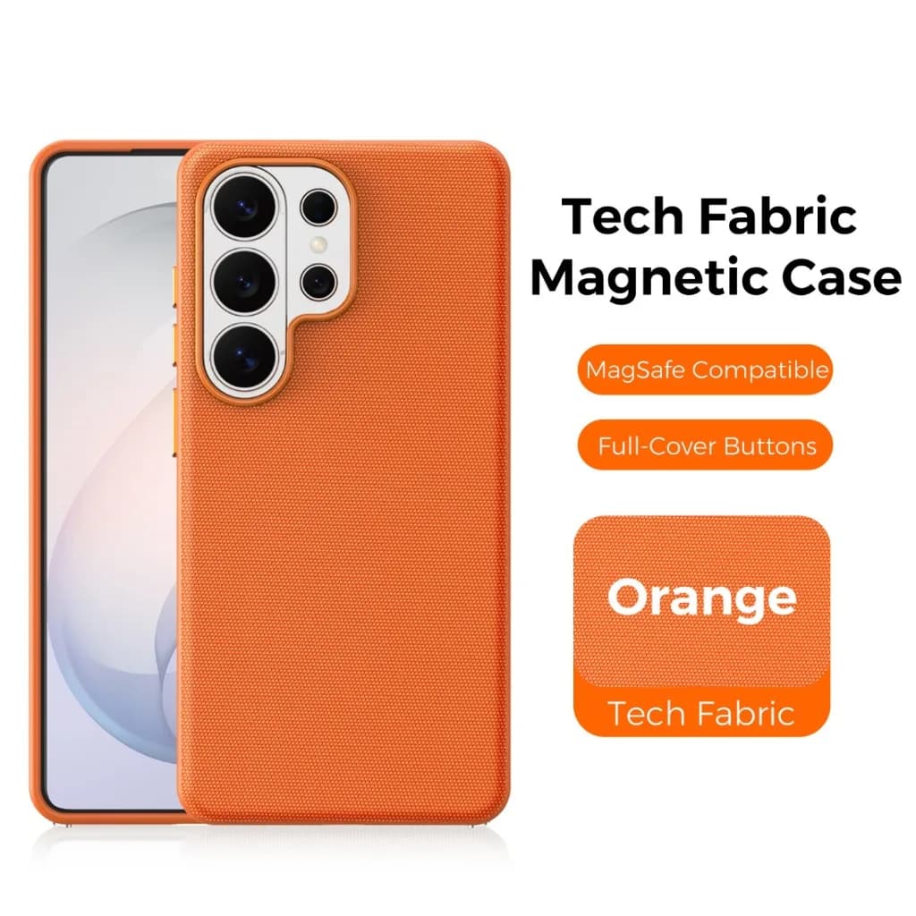 Tech Fabric Texture PU Leather For Magsafe Magnetic Phone Case for Samsung Galaxy S24 S25 S26 Ultra Shockproof Protective Cover