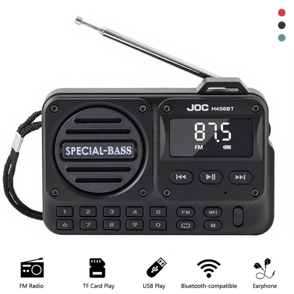 Altoparlanti Bluetooth wireless da esterno portatili con radio FM, altoparlante per scheda TF USB, mini carillon lettore MP3, radio FM ricaricabile
