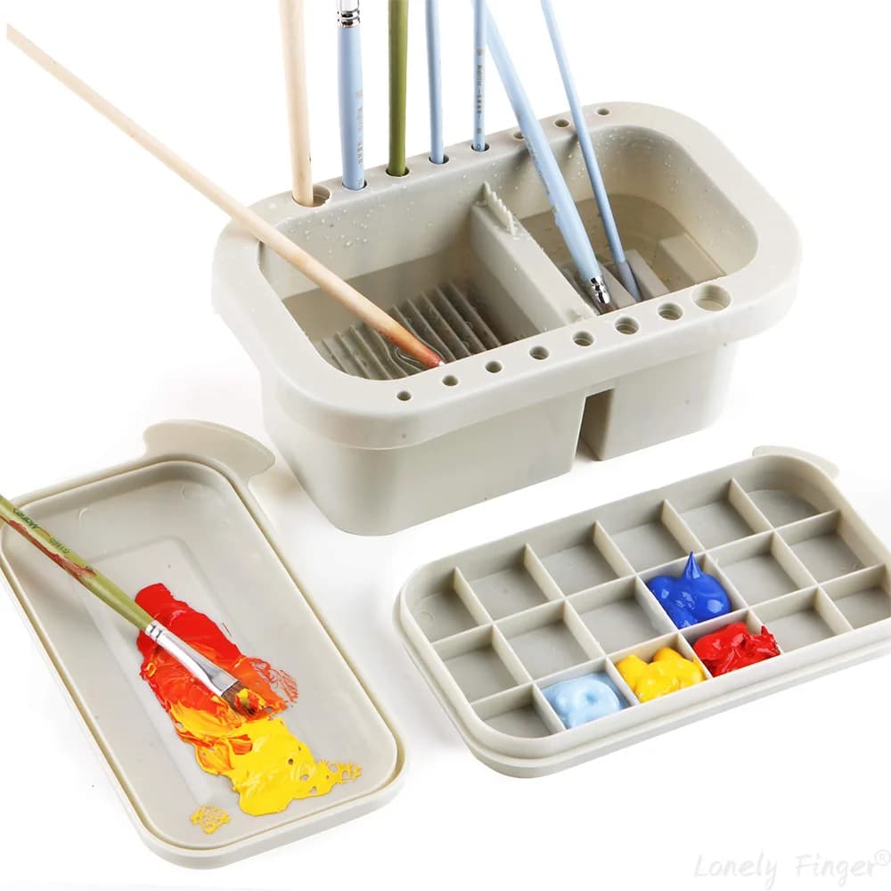 [NO Brush]Multi-Function Handle Paint Brush Washer With Palette, for Acrylic, Watercolor, and Water-Based Paint Oil Painting