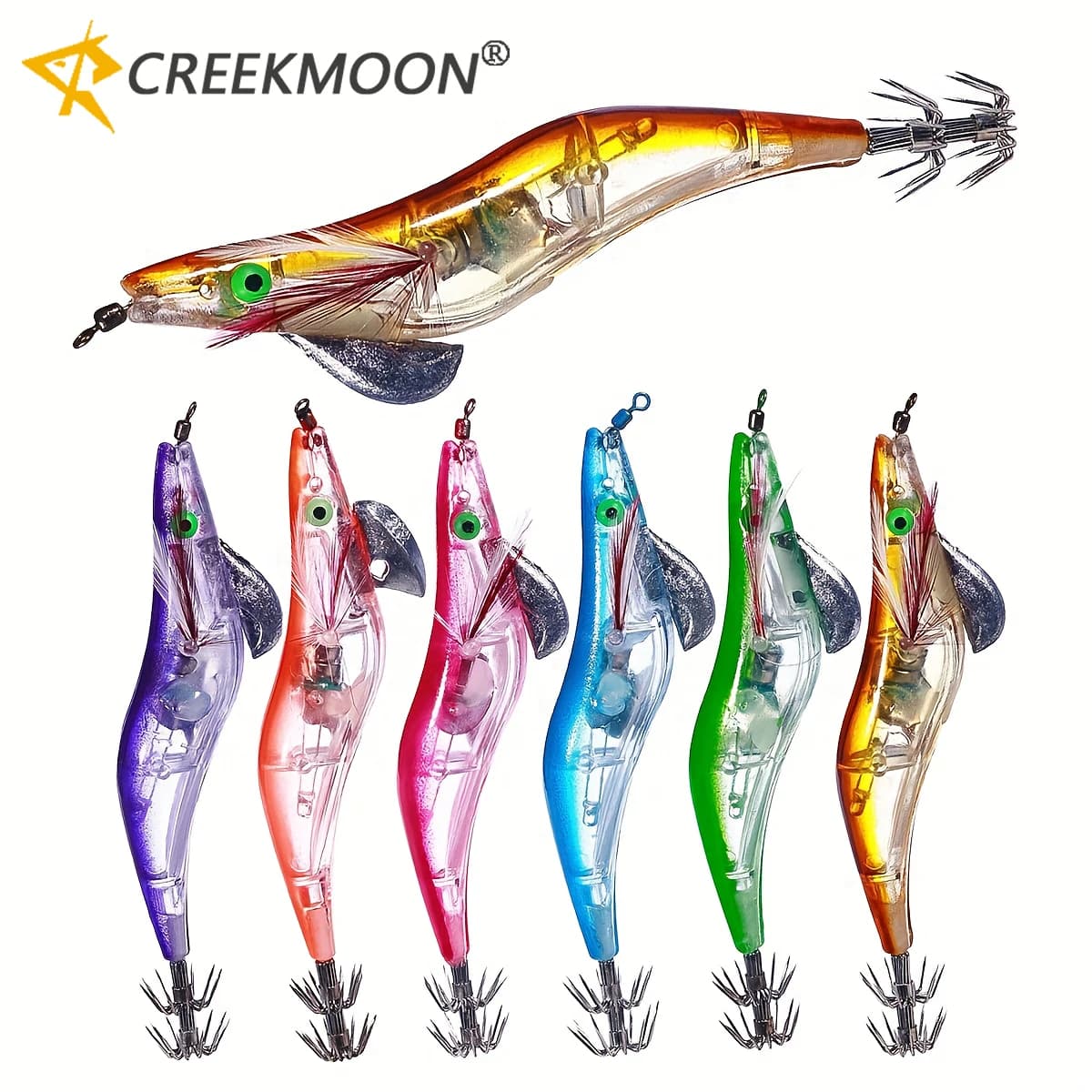 Nuovo Set da 6 Pezzi di Esche Elettroniche Lampeggianti a LED per la Pesca Notturna, Attrezzatura da Pesca, Minnow Luminoso, Jig per Calamari, Esche a Forma di Gamberetto