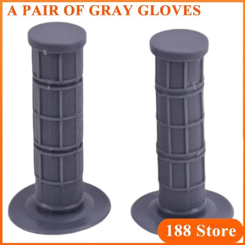 Gray Motorcycle Handlebar Rubber Grip Covers Anti Slip for Off-Road Glove Pair Universal Fit