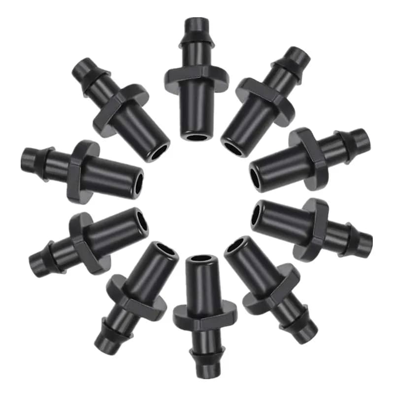 100PCS 1/4" Single Barbed Quick Connector Garden Watering Drip Irrigation Adapter 4/7mm Tubing Hose Joint 6mm Flat Dripper
