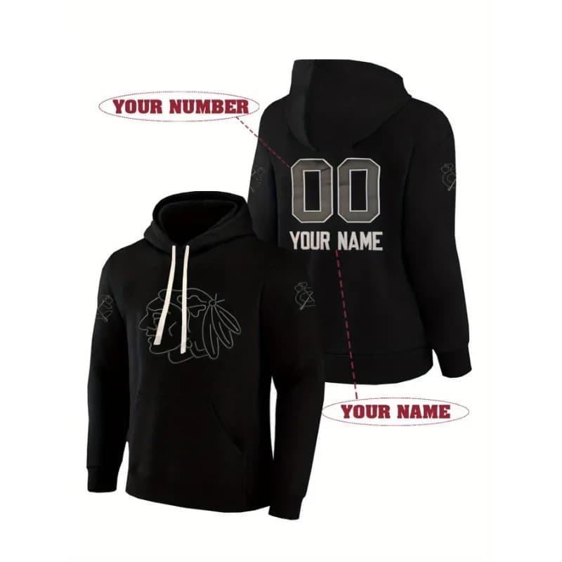 Customized Men's Hoodie Letter Embroidery, Personalized Name And Number, Thick Sportswear, Loose Comfortable Pullover Sweatshirt
