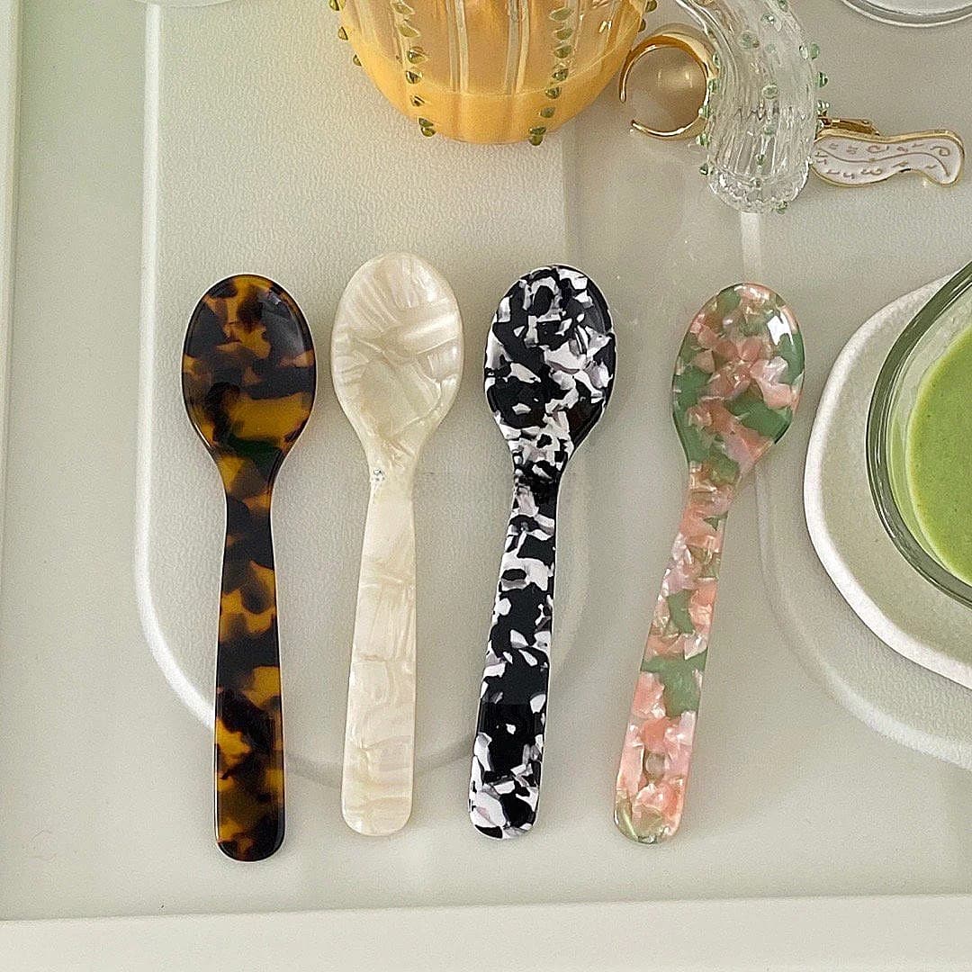 Cucchiaio da Dessert in Plastica Leggera Stile Coreano Shinymomo, Popolare tra i Blogger, con Stampa Leopardata, Utensile per Servire Dolci