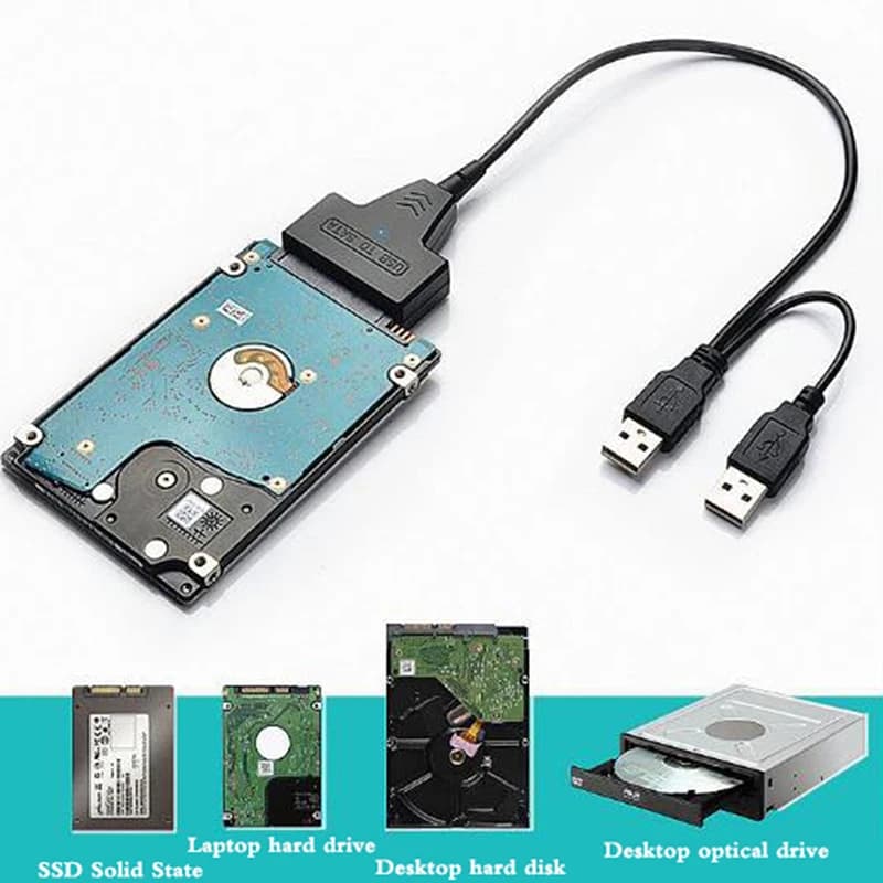 Cavo SATA per Laptop SSD 2.5 pollici Desktop HDD disco rigido esterno adattatore USB 3.0 con porta di alimentazione per Mac OS, per Windwos