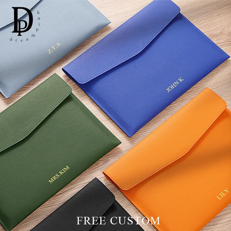 Borsa per documenti in carta A4 in pelle PU con logo fai-da-te Nome personalizzato Borsa per archiviazione di file per ufficio aziendale Studente Personalizza pochette per foto